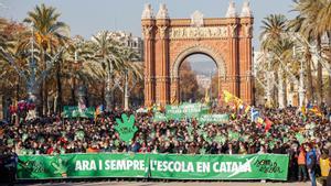 Manifestación en defensa del catalán en la escuela