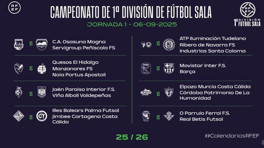 El Barça de fútbol sala se medirá en la primera jornada de liga al Inter Movistar