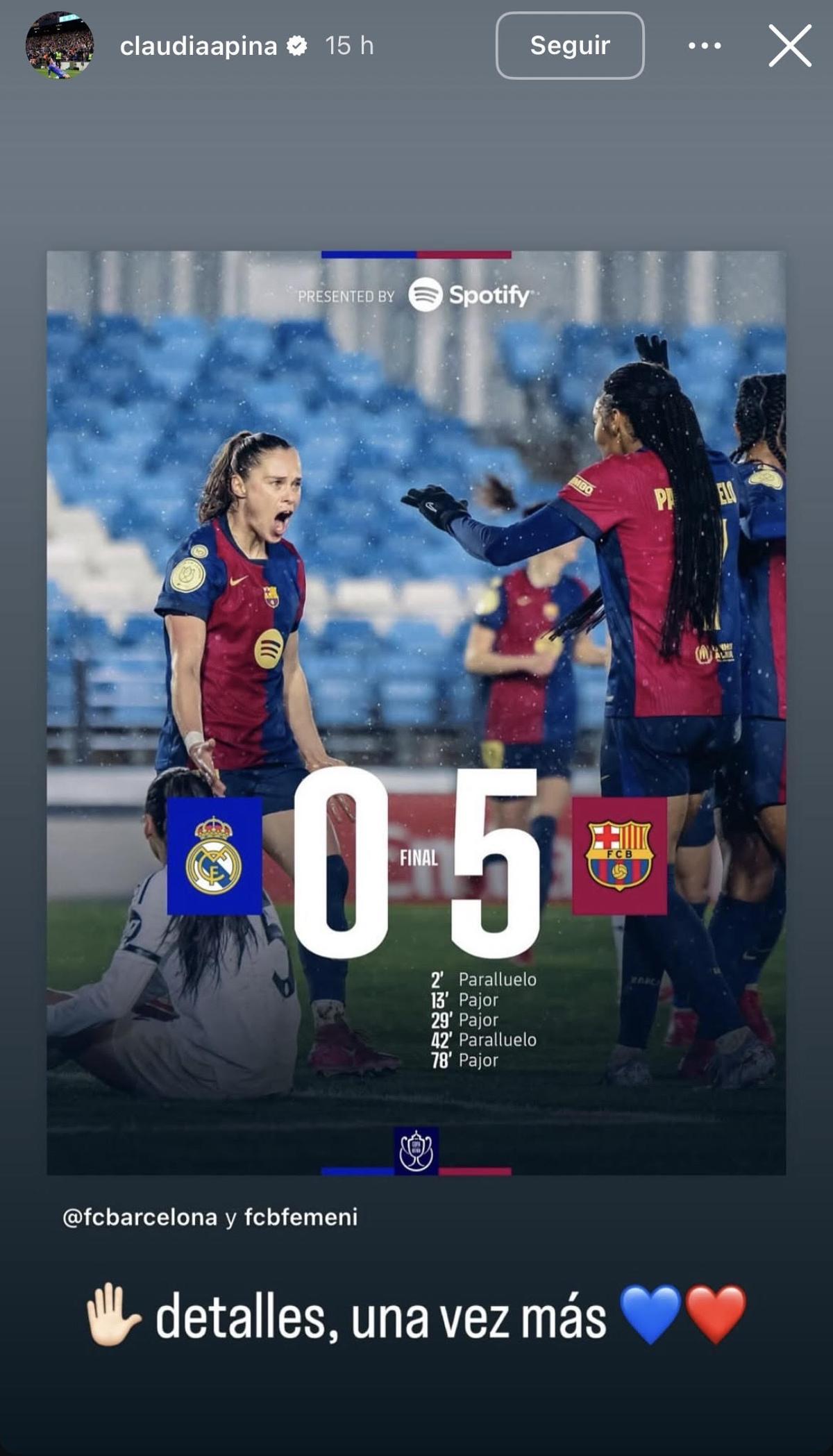 El mensaje de Claudia Pina a Toril en su Instagram