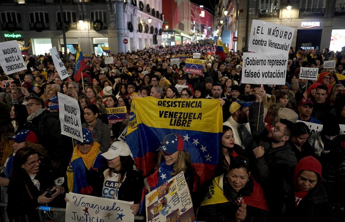 La manifestación convocada en Madrid para apoyar a Edmundo González como presidente electo de Venezuela, en imágenes