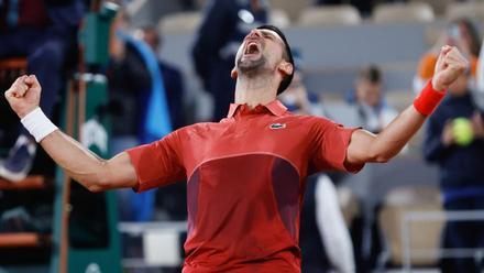Djokovic celebra la victoria ante Musetti