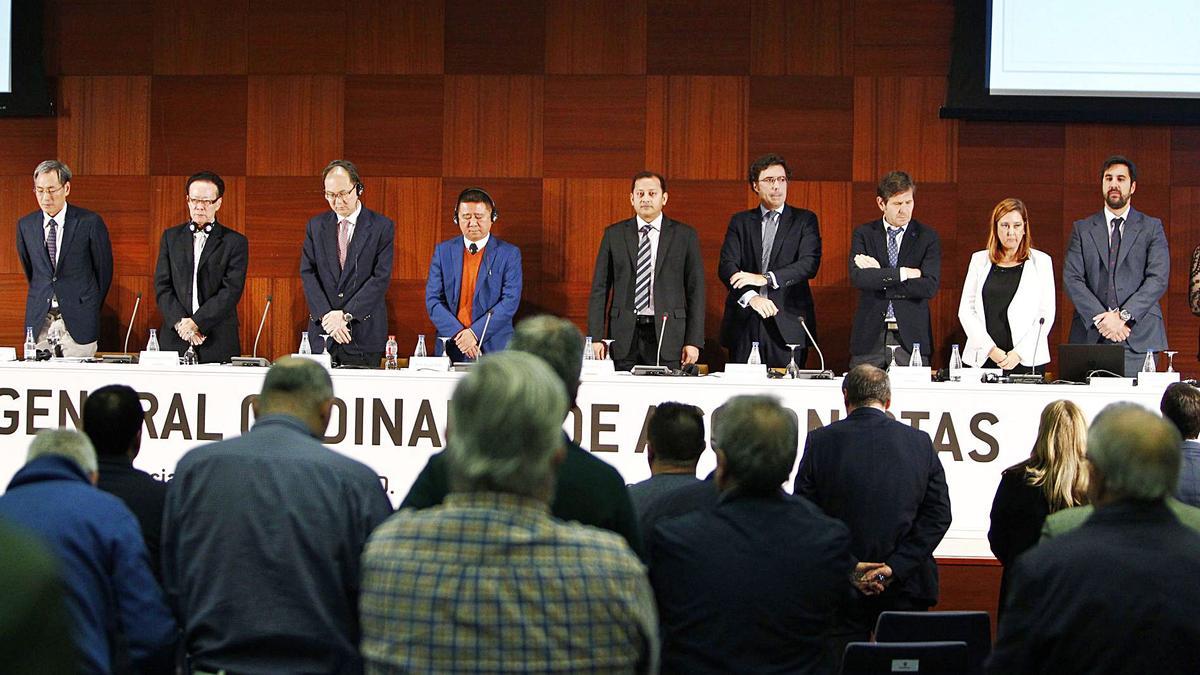 Una imagen de la Junta General Ordinaria de Accionistas del Valencia CF de la temporada pasada.  | LÁZARO DE LA PEÑA