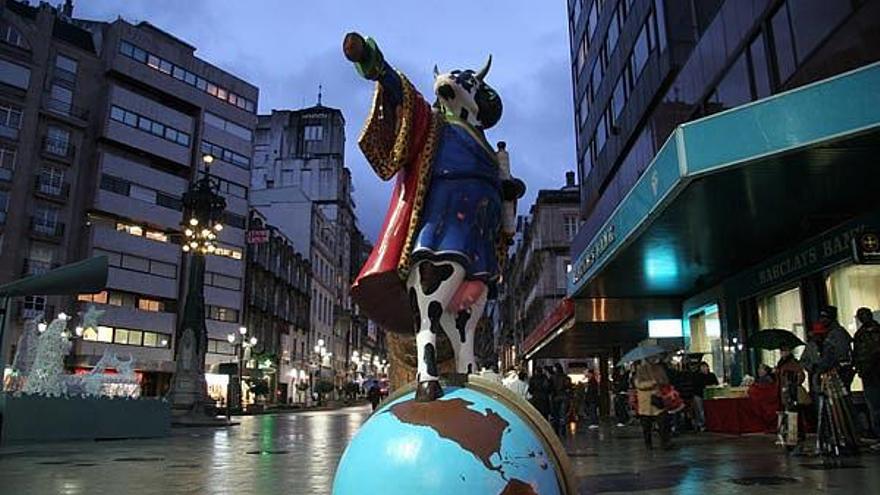 La &quot;Cowlumbus&quot; estuvo expuesta en la calle Príncipe.