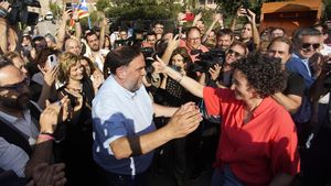 La última imagen de Junqueras y Rovira juntos cuando la secretaria general regresó en julio de Suiza.