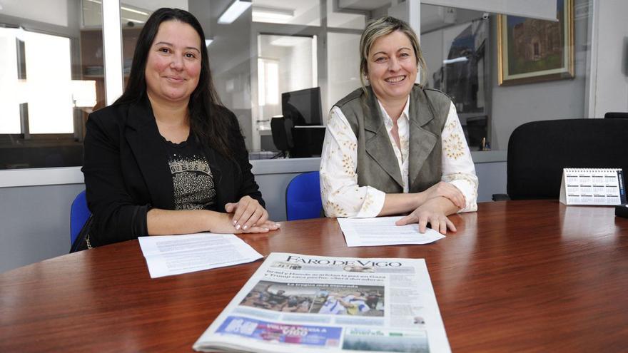 Eva Fuentes y Eva González, de Piares Lalín, ayer en la sede de FARO en Lalín. |  Bernabé/Javier Lalín