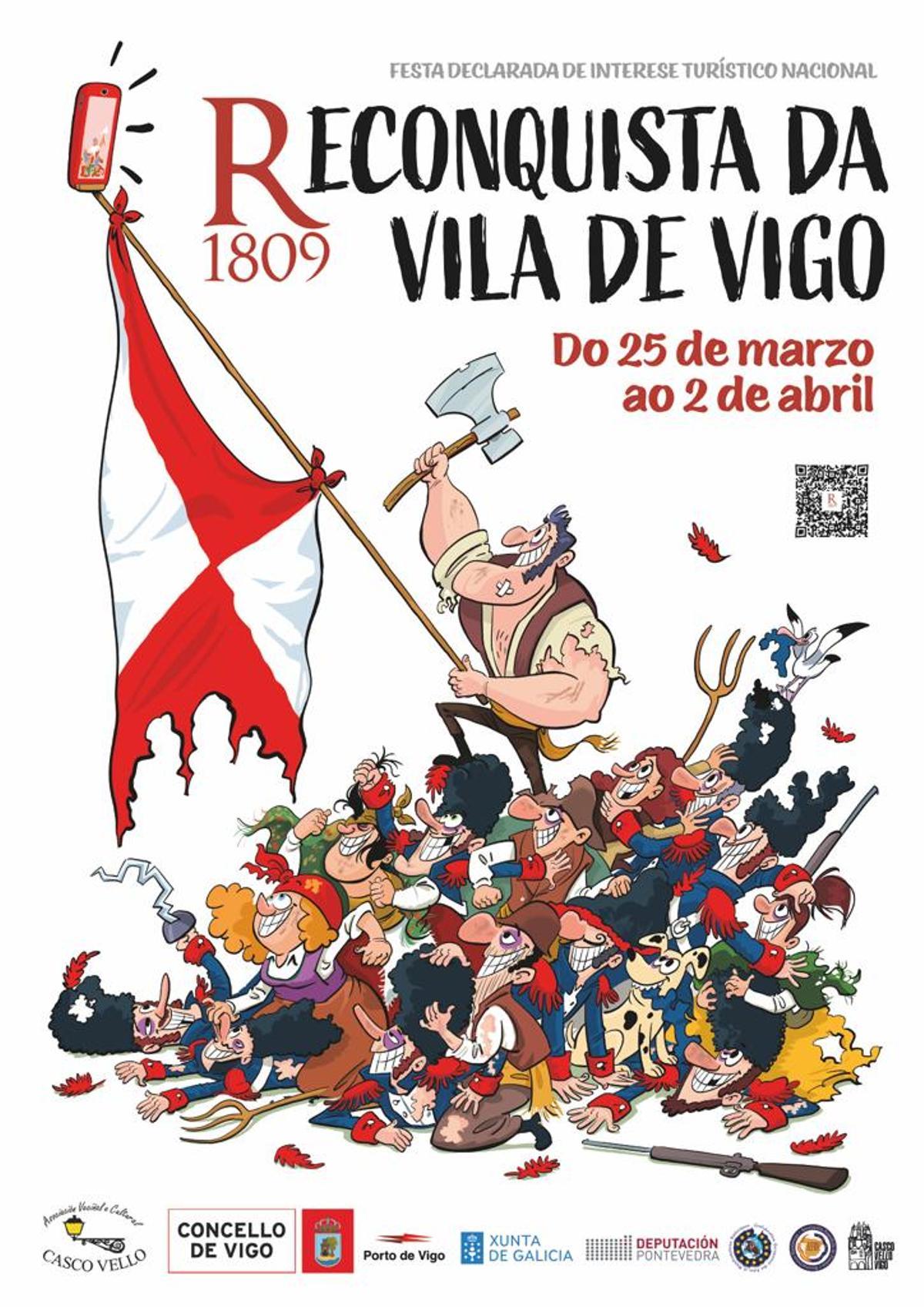 Cartel de la fiesta de la Reconquista de Vigo en 2023, obra de Andrés Meixide