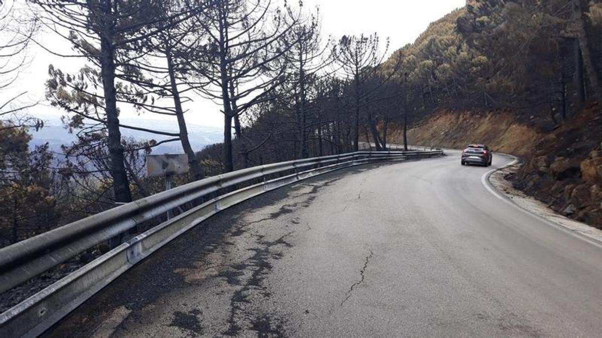 Las carreteras resultaron afectadas por el incendio de Sierra Bermeja en 2021.