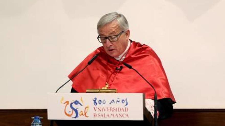 Juncker, ahir, durant la cerimònia a Salamanca.