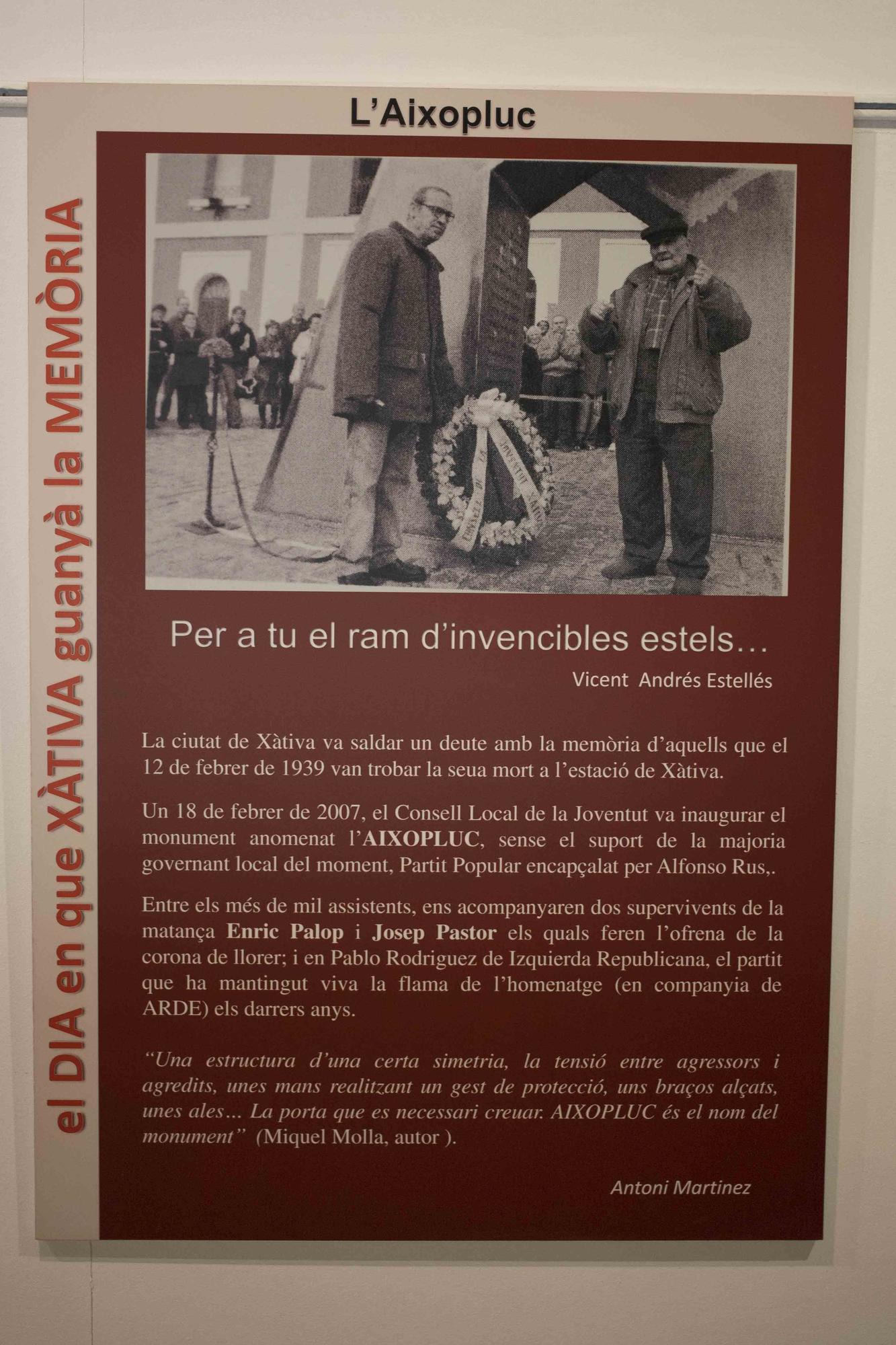 La Casa de Cultura de Xàtiva acoge dos exposiciones de memoria histórica