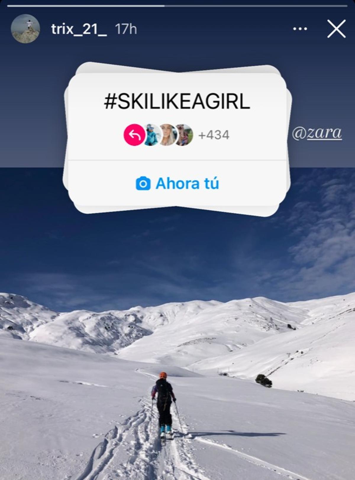 La usuaria @trix_21_ muestra cómo esquía en Instagram en la campaña reivindicativa @SkiLikeAGirl