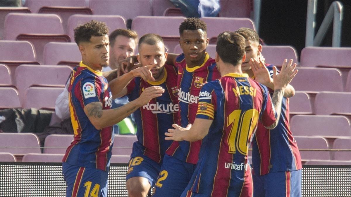 Ansu Fati empata durante el partido de liga entre el FC Barcelona Barca y el Real Madrid