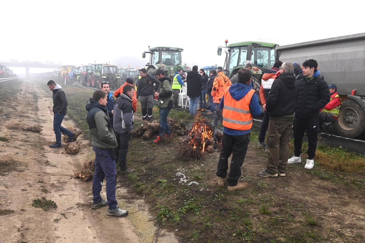 Agricultores catalanes protestan en Fondarella, en el Pla dUrgell (Lleida)