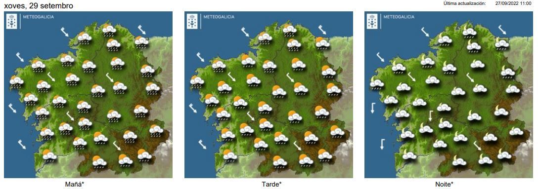 Pronóstico del tiempo de Meteogaliciapara el miércoles y jueves de esta semana.