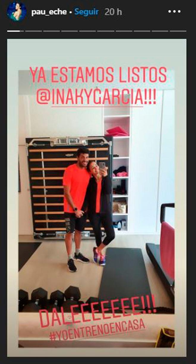 Paula Echevarría y Miguel Torres haciendo deporte en casa