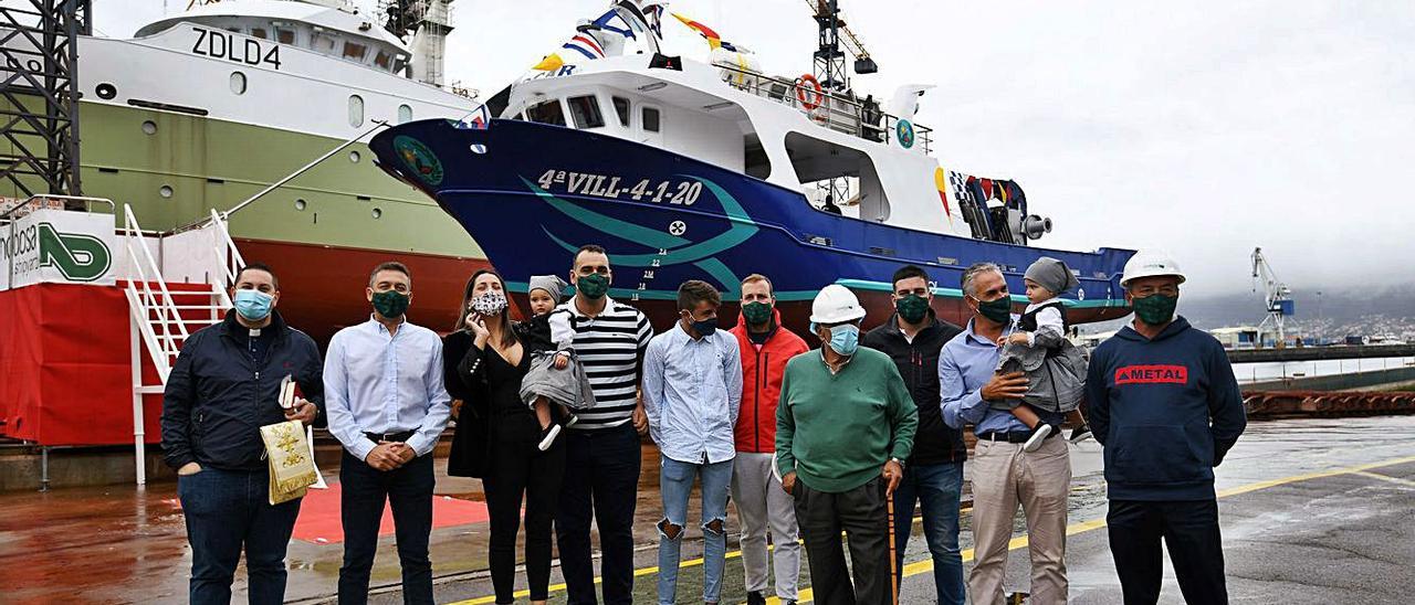 La botadura del barco auxiliar de acuicultura “Jocar Tres”, de O Grove.