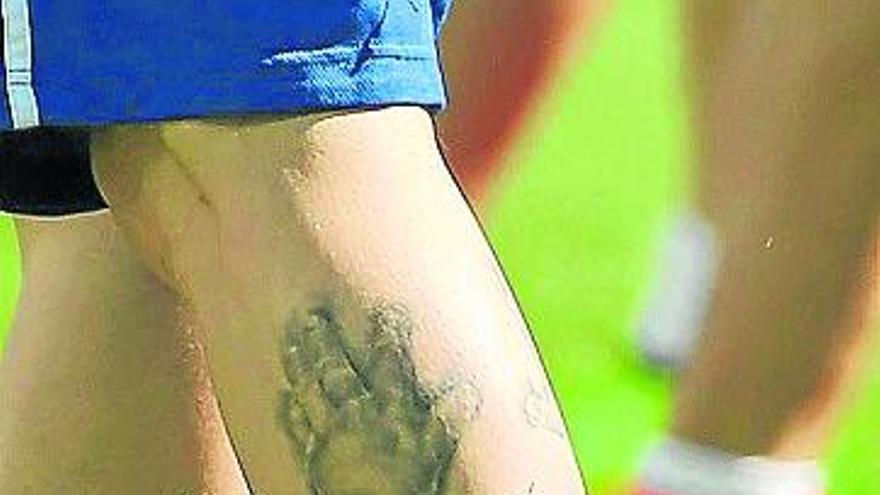 La pierna tatuada de Leo Messi.