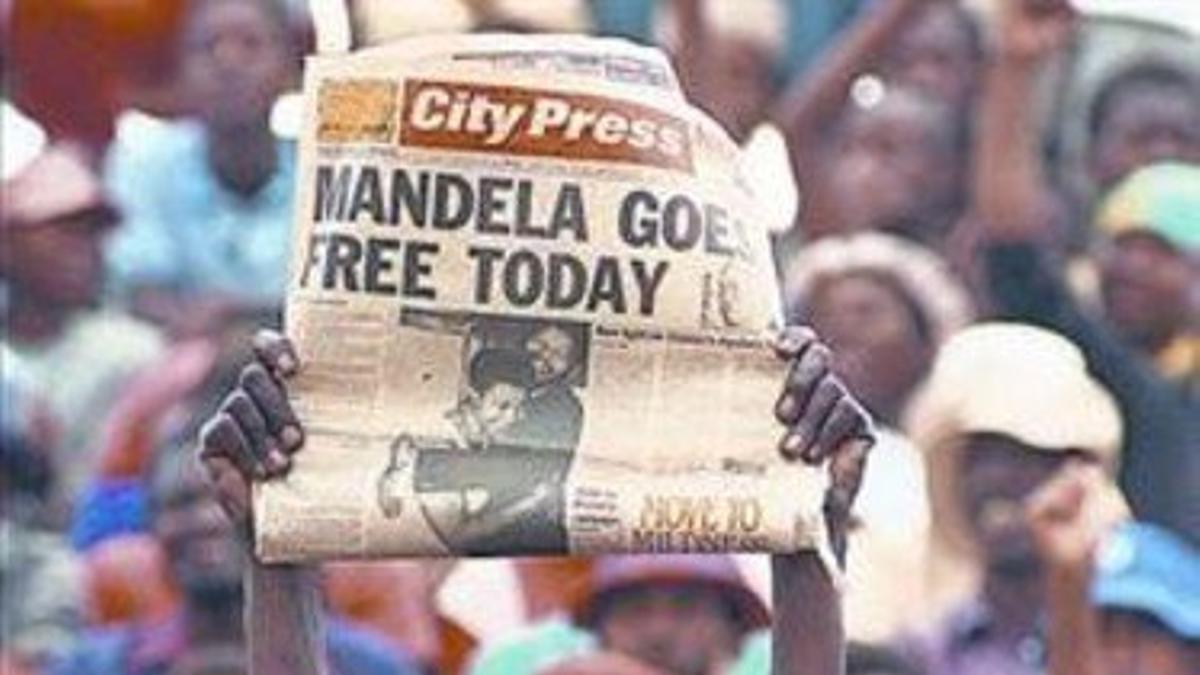 Euforia por la liberación de Mandela en 1990.