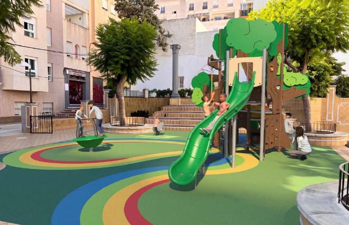 El parque tendrá superficies mullidas para proteger a los niños y niñas
