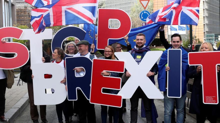 Protesta contra el Brexit ante el Parlamento Europeo.