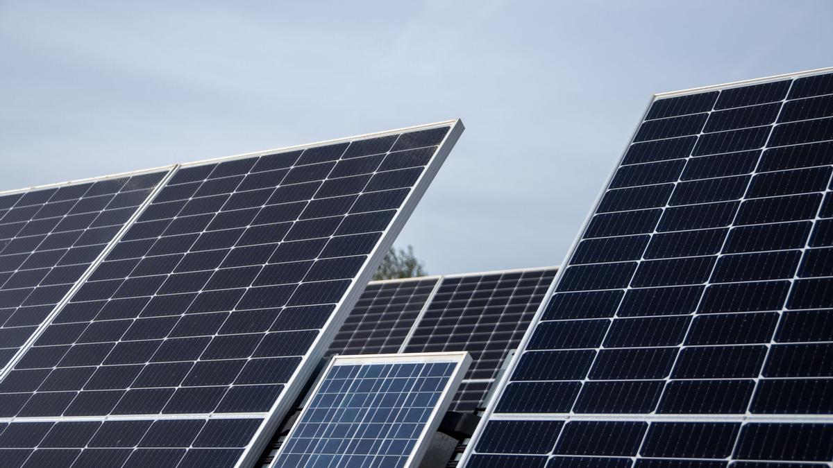 Varias placas solares en un parque fotovoltaico de la provincia de Zamora.