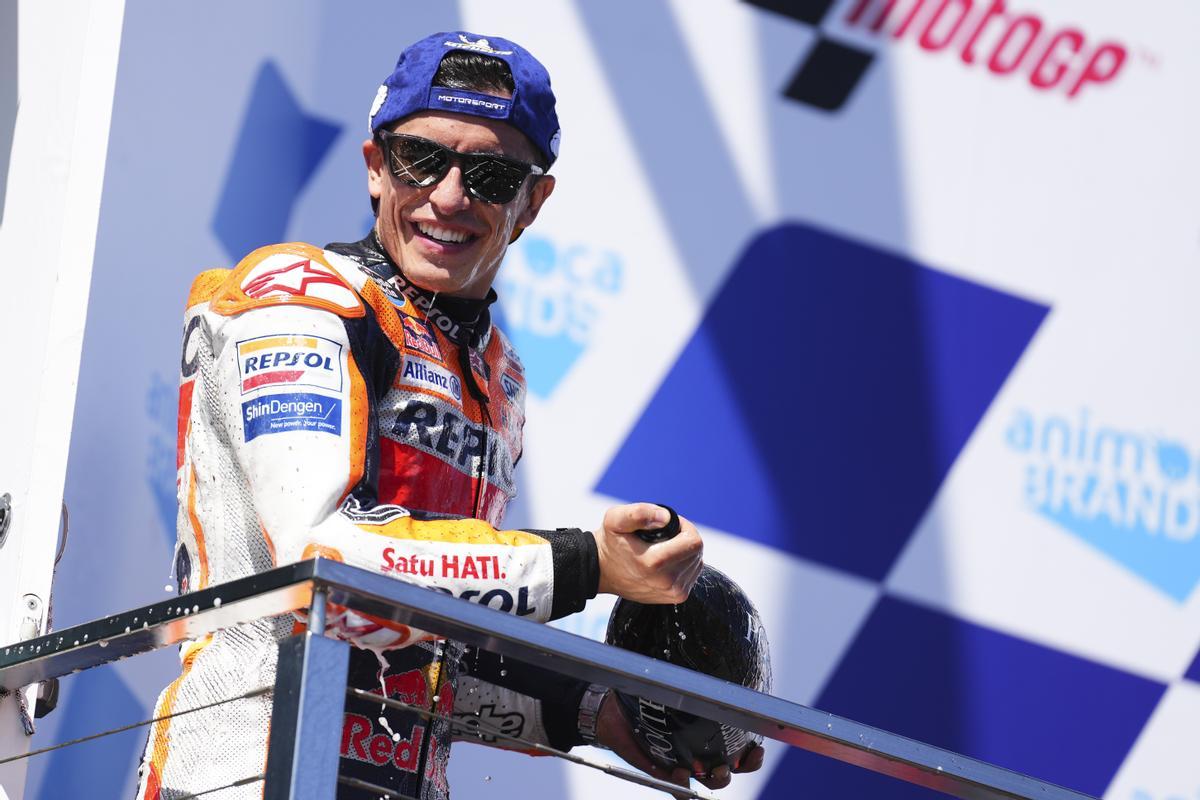 Marc Márquez (Honda), en el podio de Phillip Island (Australia).