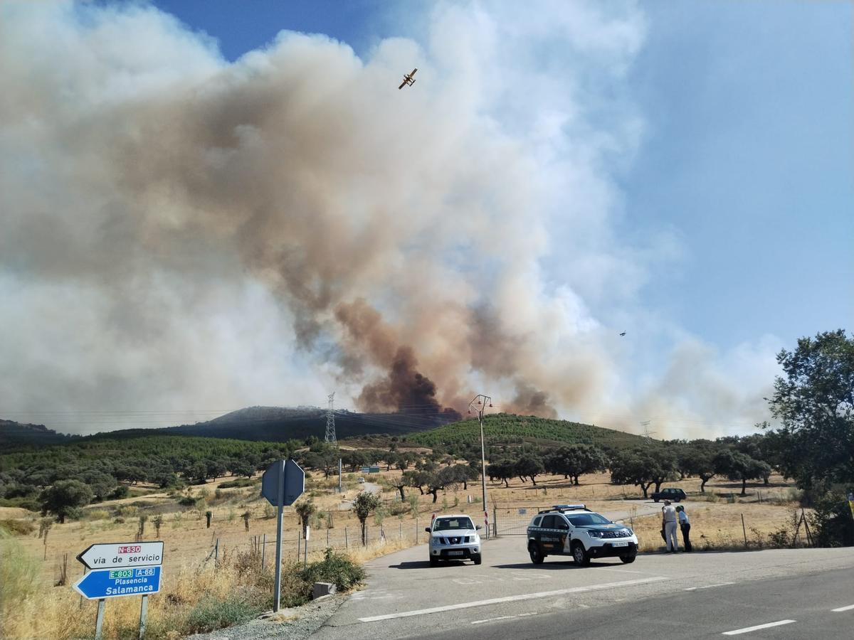 Fotogalería | Las imágenes del incendio de Casas de Millán, que ha obligado a evacuar a 800 personas