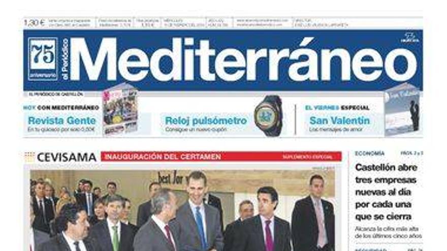 &quot;Soria irrita al azulejo en la feria de Cevisama&quot;, hoy en la portada de El periódico Mediterráneo