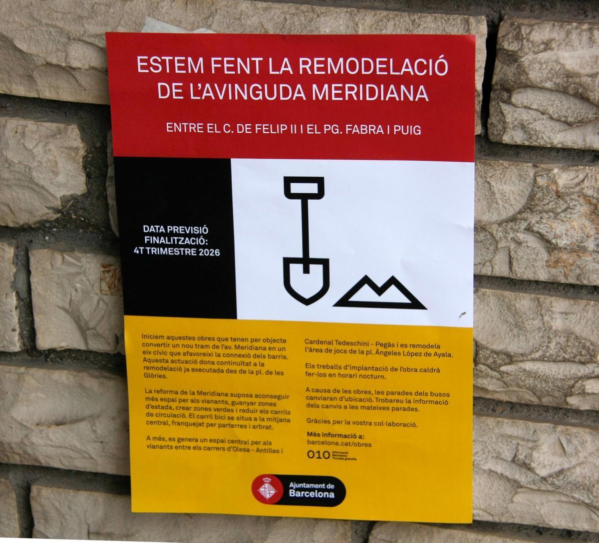 La Meridiana de Barcelona estrena tramo de obras desde Felip II hasta Fabra i Puig