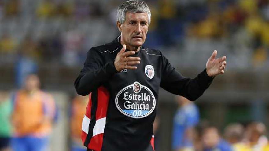 Quique Setién, técnico del Lugo, en el duelo de la primera vuelta.