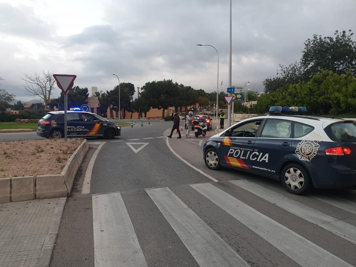 Un control de la Policía Nacional en Palma.