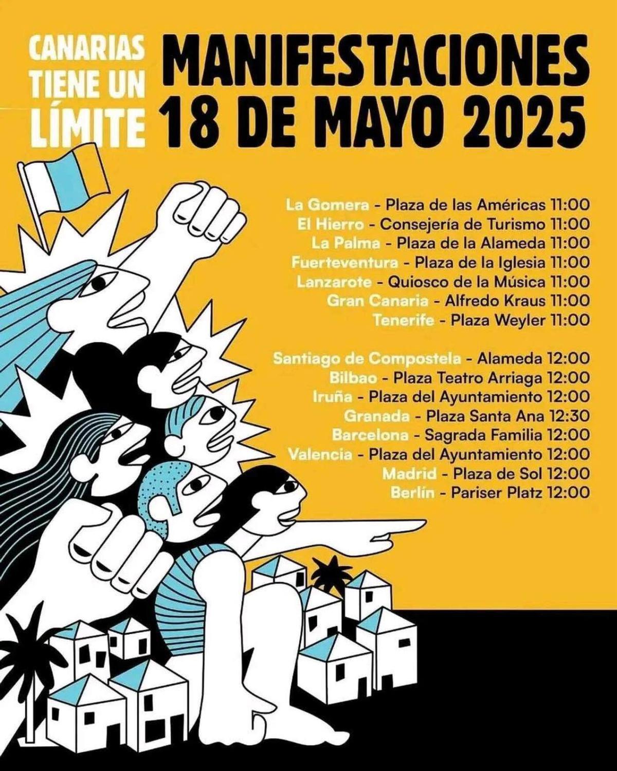 Cartel de las manifestaciones del 18M de 2025 en Canarias