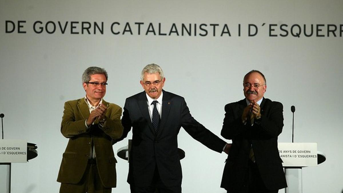 Joan Saura, Pasqual Maragall y Josep Lluís Carod-Rovira.