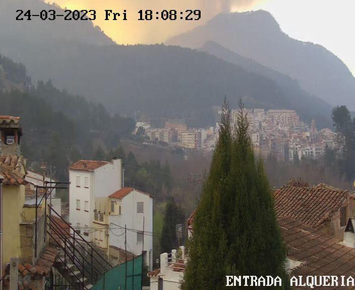 Imagen tomada esta tarde por las cámaras de vigilancia de tráfico de Montanejos.