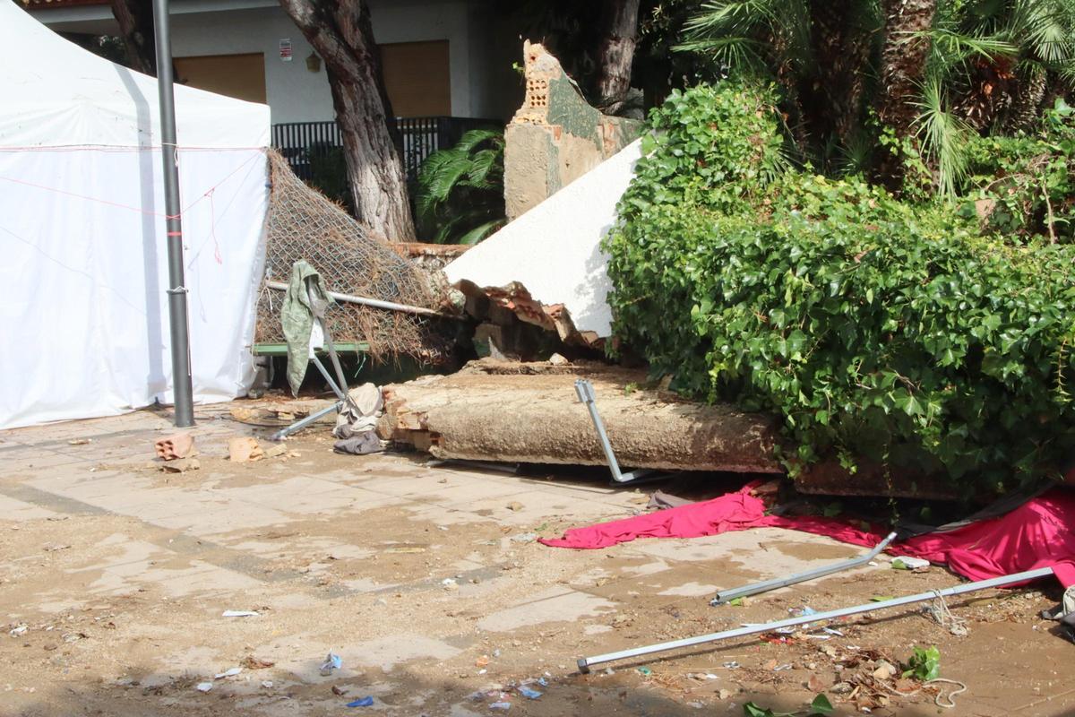 Lugar del muro accidentado este pasado sábado en Roda de Berà (Tarragonès).