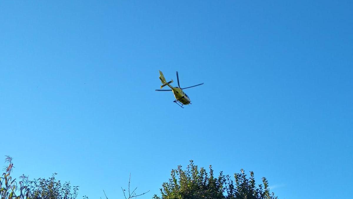 El helicóptero medicalizado que trasladó al herido en Toiriz al CHUS compostelano.