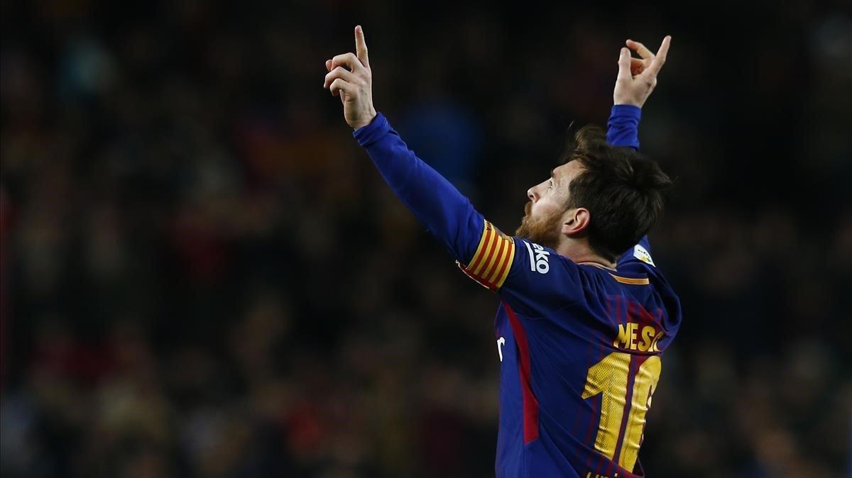 aguasch42303523 fc barcelona s lionel messi celebrates after scoring during 181218123003