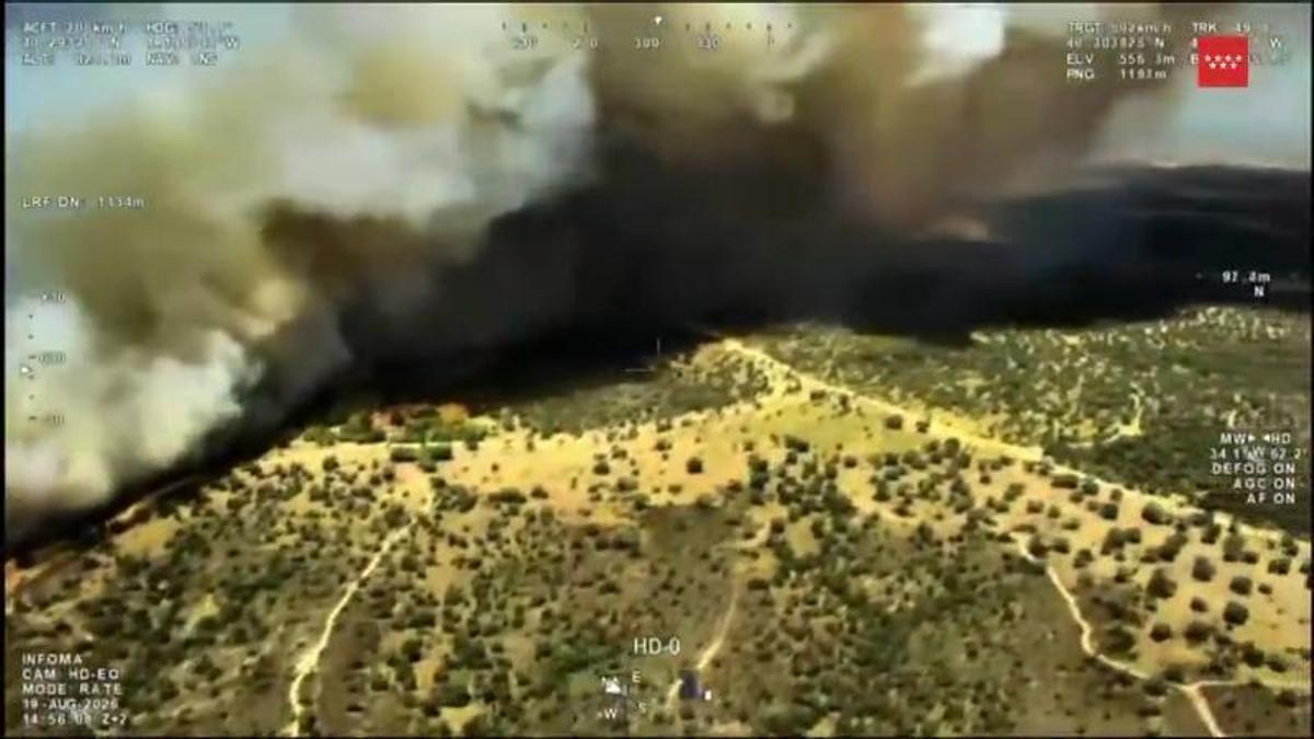 Imágenes aéreas del incendio en Aldea del Fresno