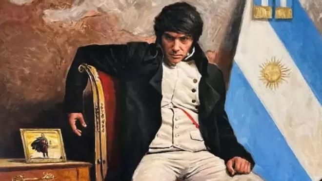 Pintura acrílica que recrea a Javier Milei como el Napoleón Bonaparte originalmente pintado por Paul Delaroche.