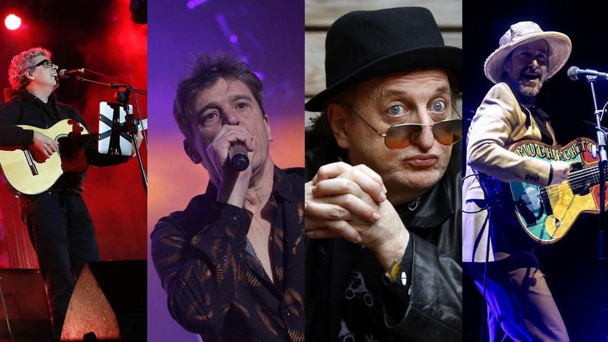 Muchachito Bombo Infierno, Pedro Guerra, Javier Ojeda y Gurruchaga, en La Llotja de Elche