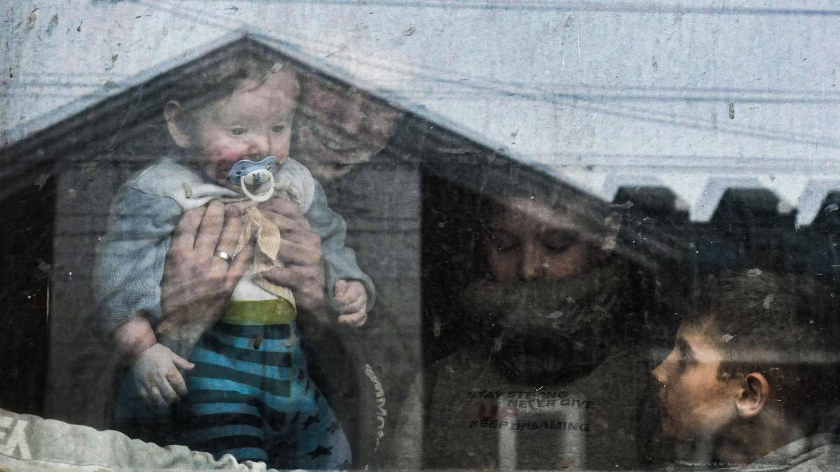 refugiados ucranianos en un tren, en la ciudad de Kramatorsk.