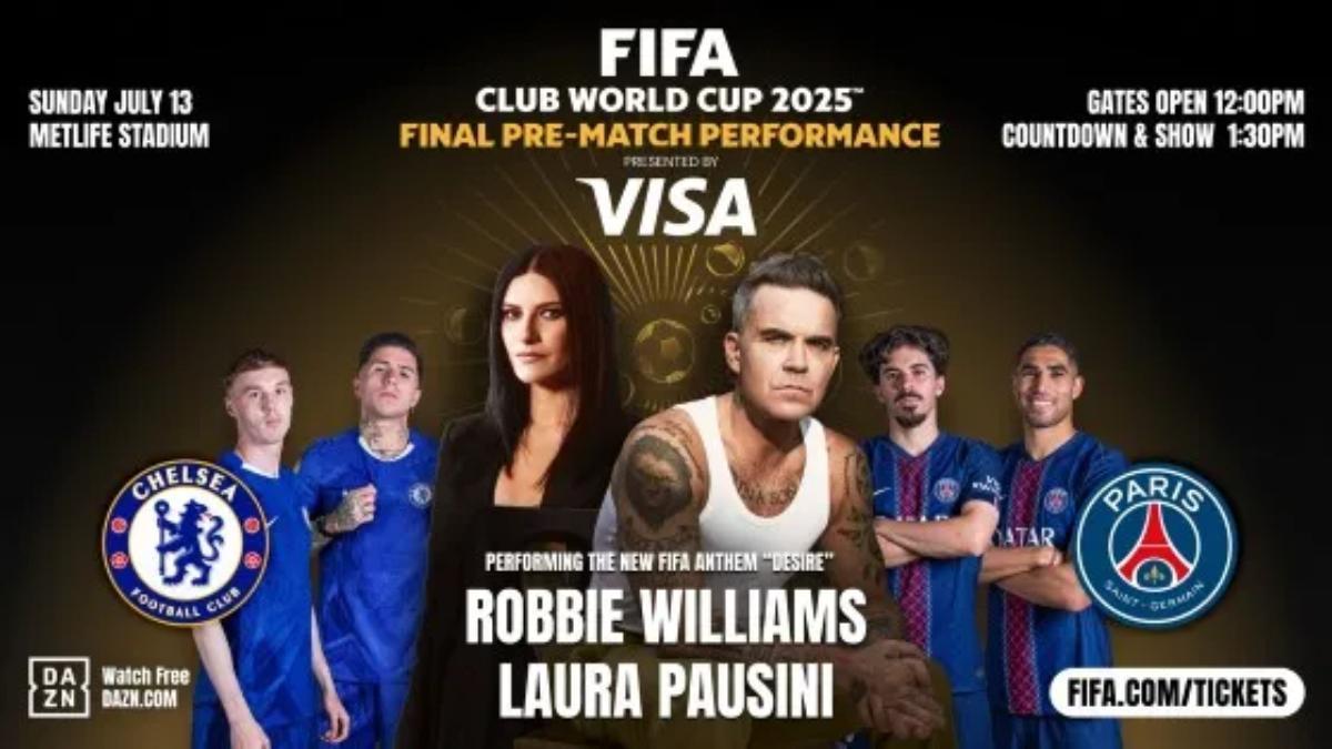 Robbie Williams y Laura Pausini protagonizarán un espectáculo inolvidable antes de la final del Mundial de Clubes