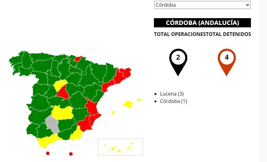 Captura de pantalla del nuevo mapa de Interior sobre lucha antiterrorista.