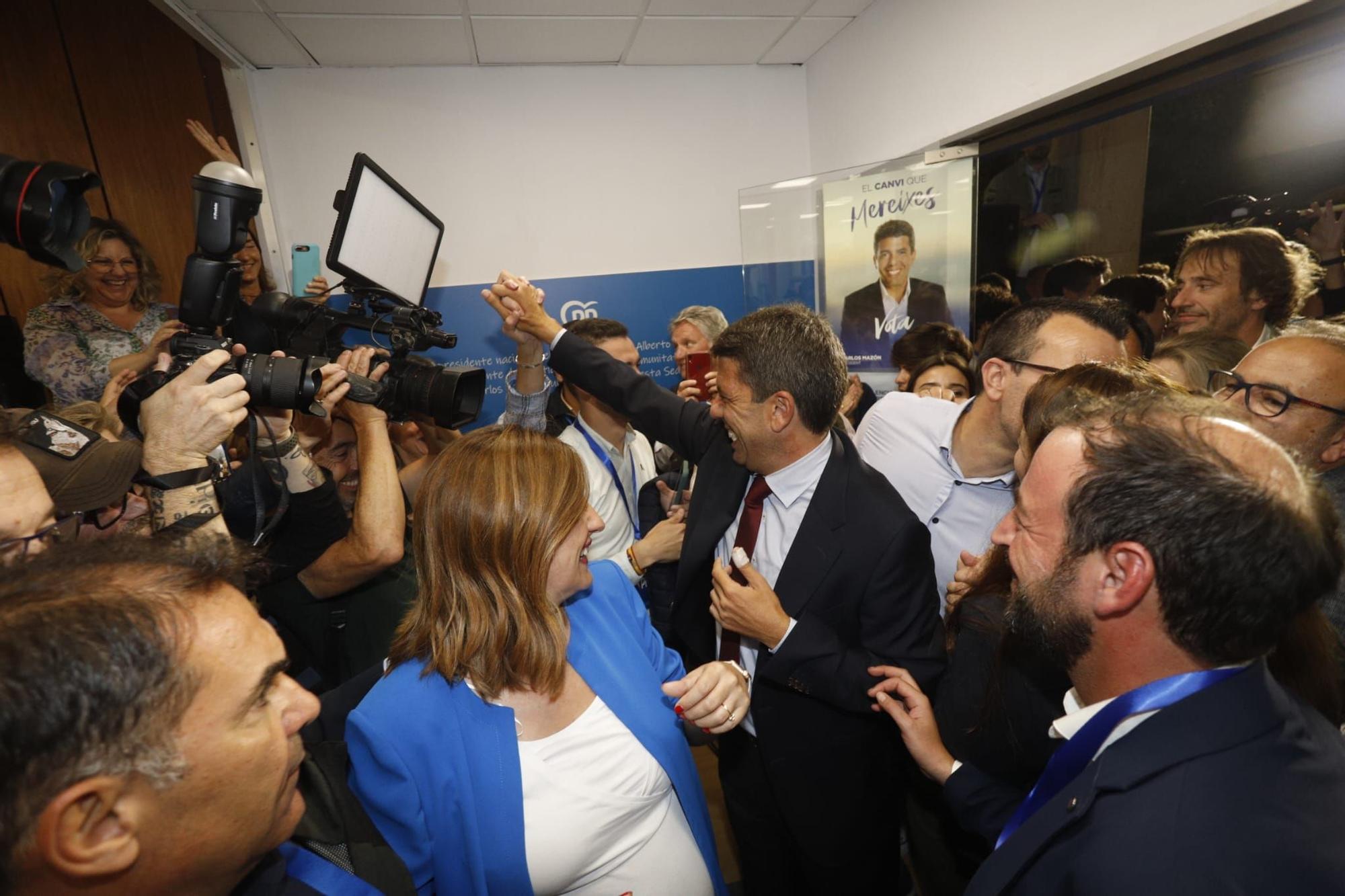 Mazón y Catalá celebran la victoria del PP en las elecciones autonómicas y municipales