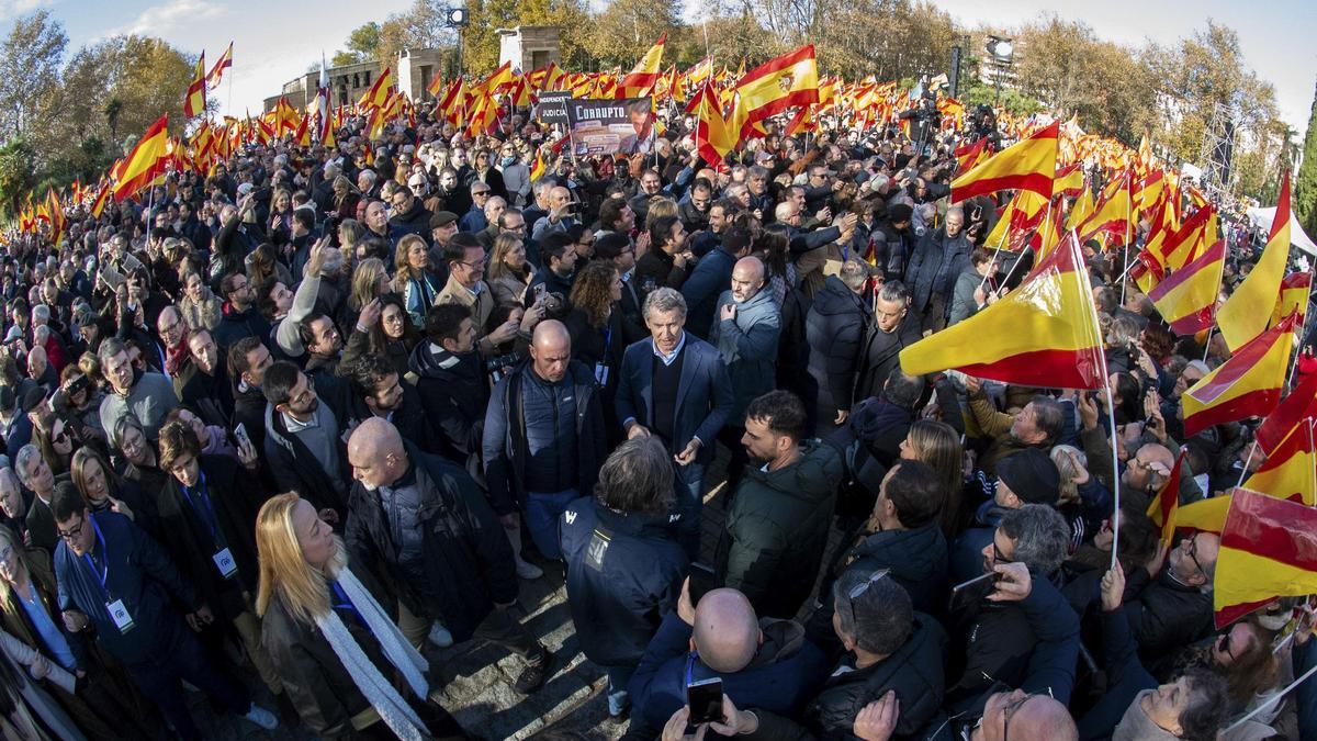 Feijóo en la manifestación del domingo.
