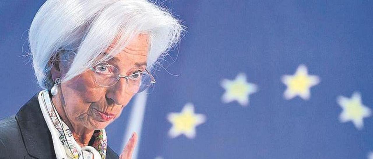 Christine Lagarde, presidenta del BCE, ayer, en Fráncfort.