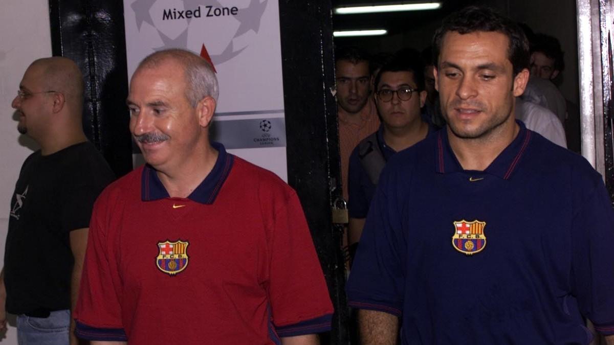 Serra Ferrer y Sergi Barjuan antes de una rueda de prensa