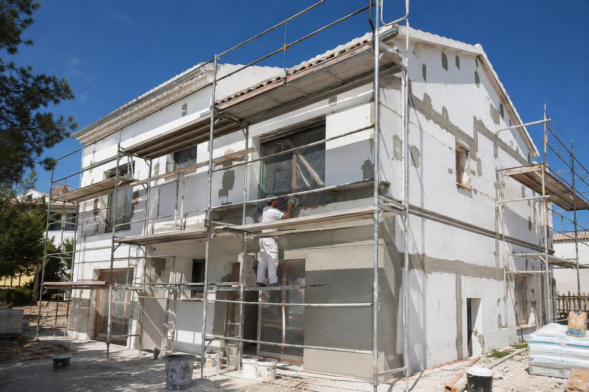 Reparación de una fachada en Ibiza.