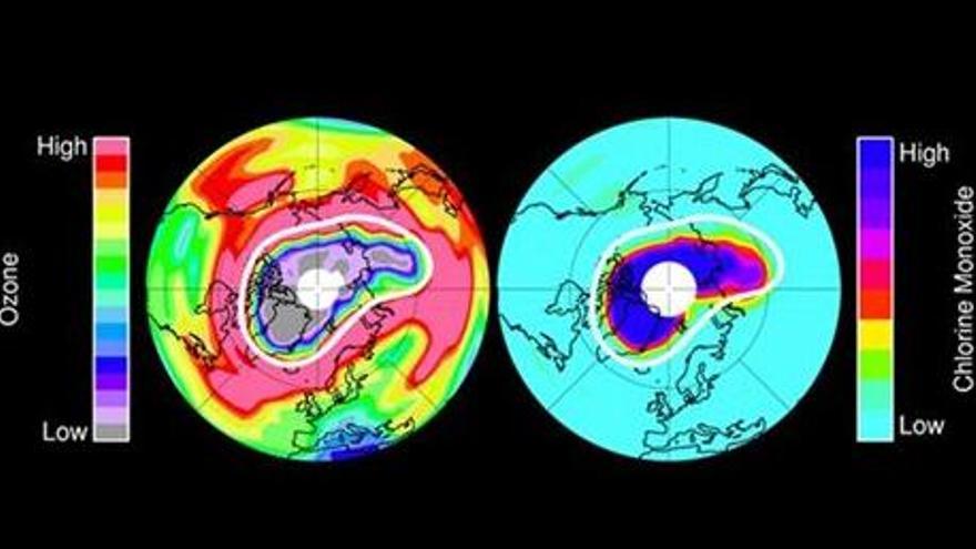 Desgaste sin precedentes del ozono sobre el Polo Norte