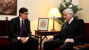 El president, Salvador Illa, y el arzobispo de Tarragona, Joan Planellas, en uno de sus encuentros.