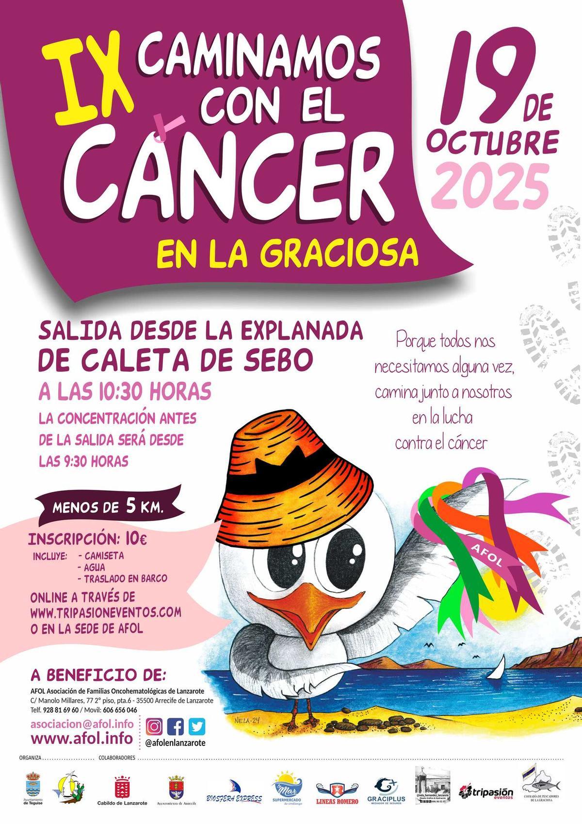 Cartel de la caminata contra el cáncer 2025 de AFOL